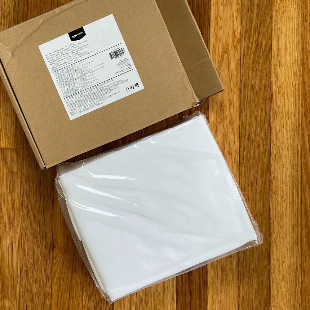 Amazon Basics Twin XL Sheet Set Bright White NIB Dorm Bedding